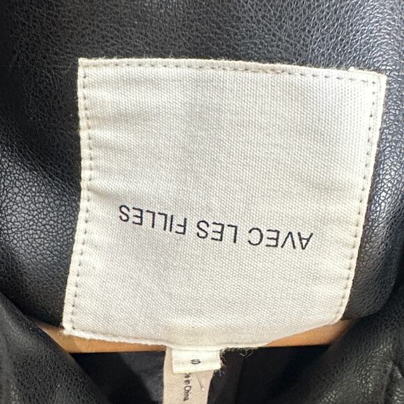 ANTHROPOLOGIE x AVEC LES FILLES Faux Leather Moto Jacket Black Sz S $248 - Picture 4 of 5